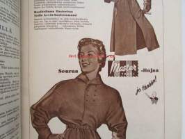Kotiliesi 1953 nr 6 Maaliskuu -mm. Ajankuvaa kevät 1953. Arabian astiamallistoja hintatietoineen v. 1953  Paula-tyttö 1953, Runsaasti kevätmuotia 1953