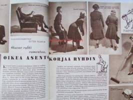 Kotiliesi 1953 nr 6 Maaliskuu -mm. Ajankuvaa kevät 1953. Arabian astiamallistoja hintatietoineen v. 1953  Paula-tyttö 1953, Runsaasti kevätmuotia 1953