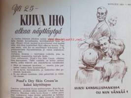Kotiliesi 1954 nr 12 kesäkuu -mm. Riittoisa raparperi, Kotiruoka vai kaupan tölkki?, Raikasta ja ilmavaa kesäasuun ja sen alle, Puutarhassa on hengähdystauko,