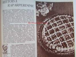 Kotiliesi 1954 nr 12 kesäkuu -mm. Riittoisa raparperi, Kotiruoka vai kaupan tölkki?, Raikasta ja ilmavaa kesäasuun ja sen alle, Puutarhassa on hengähdystauko,