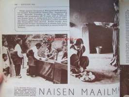 Kotiliesi 1954 nr 12 kesäkuu -mm. Riittoisa raparperi, Kotiruoka vai kaupan tölkki?, Raikasta ja ilmavaa kesäasuun ja sen alle, Puutarhassa on hengähdystauko,
