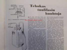 Tekniikan Maailma 1957 nr 4 -mm. Koekuvaa Mamiya-35, Yksinkertainen putkivolttimittari, Juhani Salmi ja Aimo Koski Pianokitara helppotekoinen ja monipuolinen