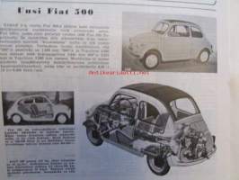 Tekniikan Maailma 1957 nr 8 -mm. Kannessa Snecma &quot;lento-Atar&quot; C-400 koekone, Fiat 500, Värivalokuvauksen perusteita, Unikeot hereille tavallisen herätyskellon