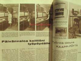 Kotiliesi 1962 nr 16 -mm. Päivänvaloa keittiöni työpäydälle, Pyörillä liikkuva kaappi-pöytä, Nyt ovat vuorossa sienet kurkut ja puolukat säilöntään,