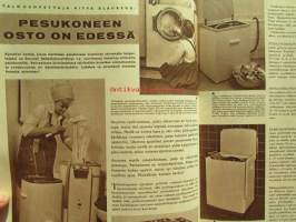Kotiliesi 1962 nr 16 -mm. Päivänvaloa keittiöni työpäydälle, Pyörillä liikkuva kaappi-pöytä, Nyt ovat vuorossa sienet kurkut ja puolukat säilöntään,