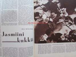 Kotiliesi 1962 nr 13 -mm. Huonekasvien kastelu loma-aikana, Miehen Mestaruushillo, Heinäpellon pienmantereella, Jasmiini kukkii, Matkustamme yhdessä,