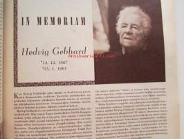 Kotiliesi 1961 nr 3 -mm.  Vastaako Arava tarkoitustaan?, Hedwig Gebbard In memorian, Uusi koti kaipaa kukkia, Kasvatusopin naisprofessori Inkeri Vikainen,