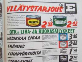 Kotiliesi 1965 nr 11  Kesäkuu 1965 -mm. Mikä nostaa lihan hintoja, Vajaamielinenkin lapsi on kodin jäsen, Lomaleirit kutsuvat jälleen väsyneitä äitejä,