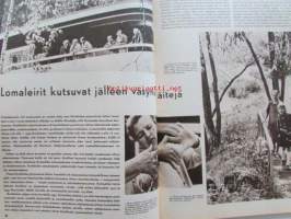 Kotiliesi 1965 nr 11  Kesäkuu 1965 -mm. Mikä nostaa lihan hintoja, Vajaamielinenkin lapsi on kodin jäsen, Lomaleirit kutsuvat jälleen väsyneitä äitejä,