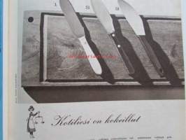 Kotiliesi 1965 nr 10 -mm. Intimiteetin oikeussuojasta, Kasvatan pojasta miehen, Perheenäiti työmarkkinoilla, Iloiset yrittäjät Kauko Menna sähköasentaja,