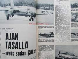 Tekniikan Maailma 1968 nr 4 -mm. Esiteltyinä ja kuvina Suomen ilmavoimien 130 konetta Moranesta Migiin, Suomen lennosto ajan tasalla myös sodan jälkeen, Lontoon