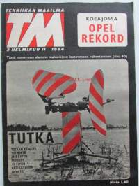 Tekniikan maailma 1964 nr 3 -mm. ajojahti on päättynyt, Opel rekord, Rattimuhvi, Tutka, Nyt rakennamme lautaveneen, kantosiipialus Deniso, Transistorien tarkaan