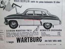 Tekniikan maailma 1964 nr 5 -mm. Suomen kulttuurirahasto, Messeerschmitt, Ei autossa tarvitse palella, Lentävä mopedi Do 32, Nauhanvaihdin, Autosta asunto,