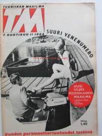 Tekniikan maailma 1964 nr 7 -mm. huhtikuu . Vuoden 1964 perämoottorit testissä. Tie ja vesi. Artikkeli vesitasoista:  Kiitoratana vesi. Lisänä veneeseen, Uutta