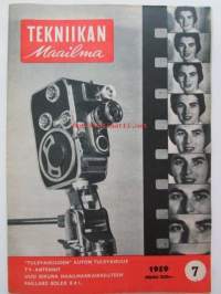 Tekniikan maailma 1959 nr 7 -mm. Bolex Paillard, TV antennit, Crescent Marin ja Valmet Terhi 3, Vanguard syntyy, Dodge Kingsway, Uusi ikkuna maailmankaikkeuteen,