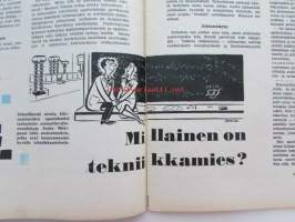 Tekniikan maailma 1959 nr 8 -mm. Valokuva suurennuskoneella, Tranflex III taskuun, Lambretta LI 150, BMW 700, Communar, LLoyd 900, Trabant, Kantosiipialus Suomeen