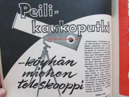 Tekniikan maailma 1959 nr 12 -mm. (TM koeajaa: Moskvitsh 407, 1959.  Helkama Hopeasiipi -skootteri, 1959. Näppärästi niitaten, Peili-kaukoputki köyhän miehen