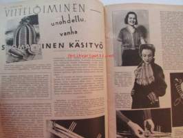 Kotiliesi 1935 nr 22  -marraskuu Kansi Martta Wendelin, mm. suomalaisen sisun varjopuolia, Viitelöiminen vanha suomalainen käsityö, Astia- ja lasimallistoja