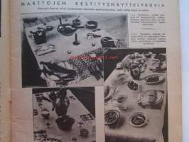 Kotiliesi 1935 nr 22  -marraskuu Kansi Martta Wendelin, mm. suomalaisen sisun varjopuolia, Viitelöiminen vanha suomalainen käsityö, Astia- ja lasimallistoja