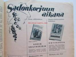 Kotiliesi 1937 nr 16, Marjasäilykkeitä huonoon kellariin, Raakahillo, Partiotoiminta kasvattajan apuna, Puutarhaopettaja Hertta Linkola - korjaa satosi oikein...