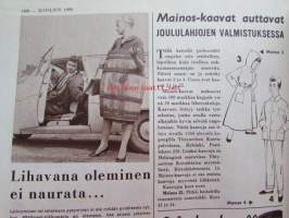 Kotiliesi 1960 nr 21 -mm. Talousopetta Maija-Lisa Peltonen Nuoren parin kanapäivällinen, Huonekalujen pintakäsittely, Suurmessut kotitalouden näkökulmasta,