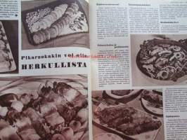 Kotiliesi 1960 nr 4 - helmikuu mm. Vesirinkilät, Pikaruokakin voi olla herkullista Kinkkukääryleet, Makkara-omenavati, Koti syntyy suunnitellen,