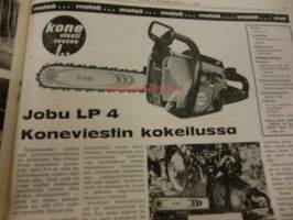 Koneviesti 1976 / 9 -sis. mm. Raskaan autokalaston kuljettajien koulutus.Jobu LP 4 kokeessa.Traktoreita ilmatyynyillä.ym