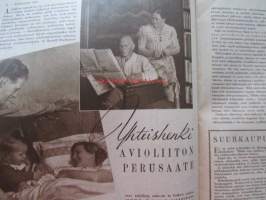 Kotiliesi 1948 nr 1-2  tammikuu - helmikuu. -mm. Yhteishenki avioliiton perusaste, Suurkaupungista pikkukaupunkiin, Ovessa on neljä nimeä, Me maalaiset ja muoti,