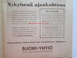 Kotiliesi 1948 nr 5 -mm. Pienoiskeittiö emännän laboratorio, Terveystalo äitien ilo kunnan ylpeys, Virkattu päähine on muodikus, Oi pihvi ystävä vai