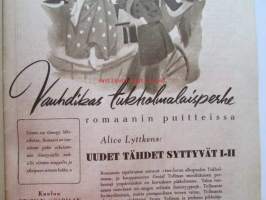 Kotiliesi 1948 nr 21 -mm. Joulukoristeiden kuvakieltä, Eronneen naisen ongelmia, Hirja Maria toteaa olevansa itsensä elättävä nainen, virkaan baskerin