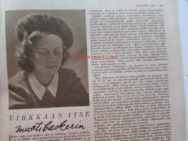Kotiliesi 1948 nr 21 -mm. Joulukoristeiden kuvakieltä, Eronneen naisen ongelmia, Hirja Maria toteaa olevansa itsensä elättävä nainen, virkaan baskerin