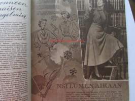 Kotiliesi 1948 nr 21 -mm. Joulukoristeiden kuvakieltä, Eronneen naisen ongelmia, Hirja Maria toteaa olevansa itsensä elättävä nainen, virkaan baskerin