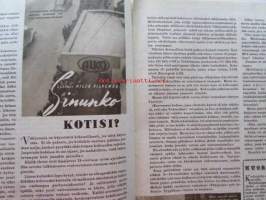 Kotiliesi 1948 nr 21 -mm. Joulukoristeiden kuvakieltä, Eronneen naisen ongelmia, Hirja Maria toteaa olevansa itsensä elättävä nainen, virkaan baskerin