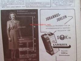 Kotiliesi 1947 nr 11-12 Kansi: Martta Wendelin (kansallispukuaihe) -mm. Isännän ja emännän 150-vuotisjuhla Elli Suninen, Elättääkö mies vaimoaan, Hilja