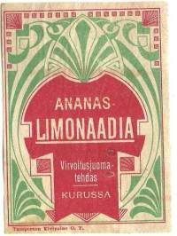 Ananas Limonaadia -  juomaetiketti, Tampereen Kivipaino Oy