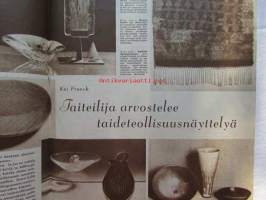 Kotiliesi 1951 nr 1 -mm. Hulda Sahi, Kaj Franck Taiteilija arvostelee taideteollisuusnäyttelyä, Hatanpään sairaalan ylihoitaja Leena Perttula ammatti jossa saa