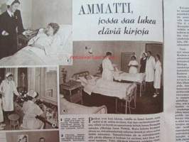 Kotiliesi 1951 nr 1 -mm. Hulda Sahi, Kaj Franck Taiteilija arvostelee taideteollisuusnäyttelyä, Hatanpään sairaalan ylihoitaja Leena Perttula ammatti jossa saa