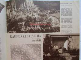 Kotiliesi 1951 nr 8 -mm. Irja Palonen esittelee hameita, Löytöretkillä luonnossa, Taikamaailma messuhallissamm. Lastentarhan kalusteet Alwar Aalto -mallistoa(