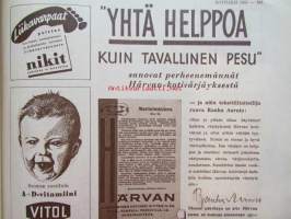Kotiliesi 1951 nr 9  toukokuu -mm. Talousopettaja Aili Lindström Niukan kevään kasvikset, Tunnettu nainen kotioloissaan Hellin Mustala, Arkkitehti Märta