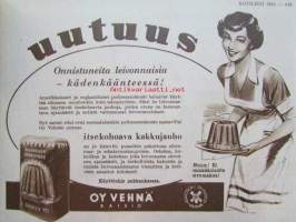 Kotiliesi 1951 nr 12 -mm. Hiilikaivos Englannissa, Juhannusmorsian, Sukujuhlan valmistelu. Maksapiirras, Kala-tomaattikeitto, Ruhtinaskakku, Katso kuvista tarkemmin