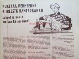 Kotiliesi 1951 nr 19 -mm. LIITE mukana. Verhoile kodille uusi ilme, Luetaanko maaseudulla, Kotilieden syys- ja talvipukuliite, Porkkanasalaatti, Punajuurikupit