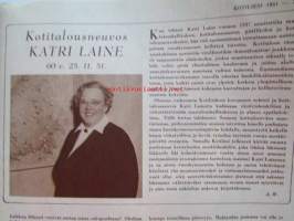 Kotiliesi 1951 nr 22  Marraskuu -mm. Irja Piisinen mikä on oikea lelu?, Kotitalousneuvos Katri Laine, Omenamunkki, Kirjahylly, Nurmon pappila