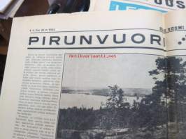 Uusi Suomi 1934 nr 42 (21.9.) Sunnuntailiite, sis. mm. seur. artikkelit; Miltä tuntuu olla kirjailija?, Englantilaisia (kalliita) kirjaväärenteitä, Kulovesi -