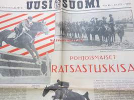 Uusi Suomi 1935 nr 11 (17.3.) Sunnuntailiite, sis. mm. seur. artikkelit; Pohjoismaiset ratsastuskisat Oslossa, Ikiliikkujien taru, Unkarilainen talonpoika pyhänä