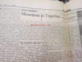 Uusi Suomi 1935 nr 1 (6.1.) Sunnuntailiite, sis. mm. seur. artikkelit; Kaikki ovat väärässä - paitsi yleisö - näytelmäkirjailijat, näyttelijät, teatteri,