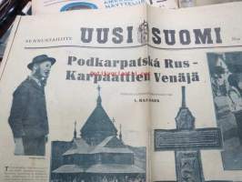 Uusi Suomi 1935 nr 7 (17.2.) Sunnuntailiite, sis. mm. seur. artikkelit; Podkarpatska Rus - Karpaattien Venäjä, Raul Roine - Hiiri, joka myi häntänsä -satu,