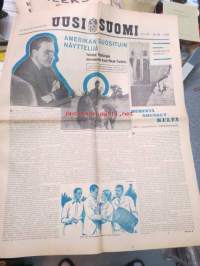 Uusi Suomi 1935 nr 10 (10.3.) Sunnuntailiite, sis. mm. seur. artikkelit; Amerikan suosituin näyttelijä tuntee Helsingin paremmin kuin New Yorkin (Alfred Lunt),