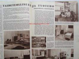Kotiliesi 1954 nr 1  Tammikuu 1954. mm. Teinityttö kilpailun parhaat Päivikki Härö Sirkka Tunkelo Hilkka Uuskallio, Perboraatti ei ole pesuaine, Taideteollisuus