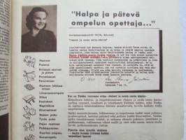 Kotiliesi 1954 nr 1  Tammikuu 1954. mm. Teinityttö kilpailun parhaat Päivikki Härö Sirkka Tunkelo Hilkka Uuskallio, Perboraatti ei ole pesuaine, Taideteollisuus