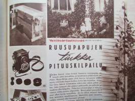 Kotiliesi 1954 nr 20 -mm. Ruusupapu, Ryijymatto, Ann-Mari Grönvik koti takan äärellä, Kätilöopisto, Sukaatti, Omenalotta, Omena-kurpitsamarmelaadi, Katso